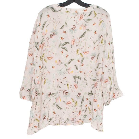 Lucy & Laurel Top Floral 3/4 Sleeve Boho Cottage Romantic Feminine Pink 3X GQ - Picture 2 of 6